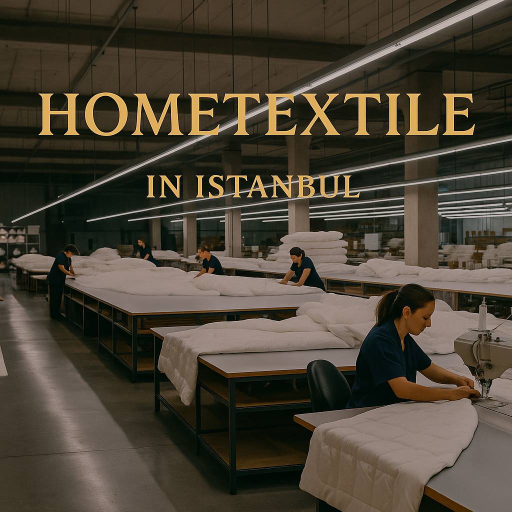 Home textile manufacturing factory in Istanbul — producing quilts and bedding products during guided sourcing visit by international buyers on the Start Tour.